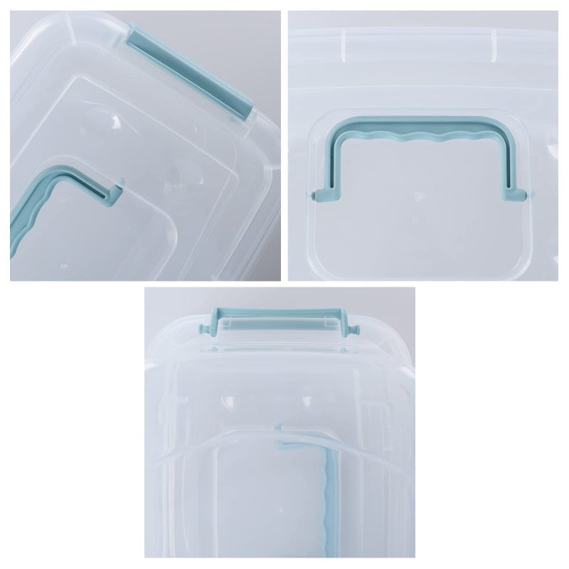 Hespama 6 Packs 6 Quart Lidded Storage Bin, Plastic Latch Container Box with Handle - Image 2